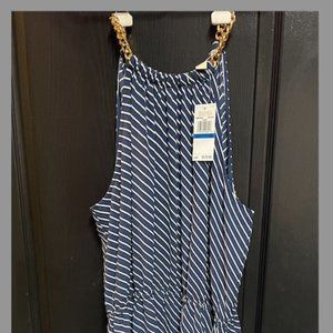 MICHAEL KORS MK BASIC TRUE NAVY DRESS GOLD CHAIN XL